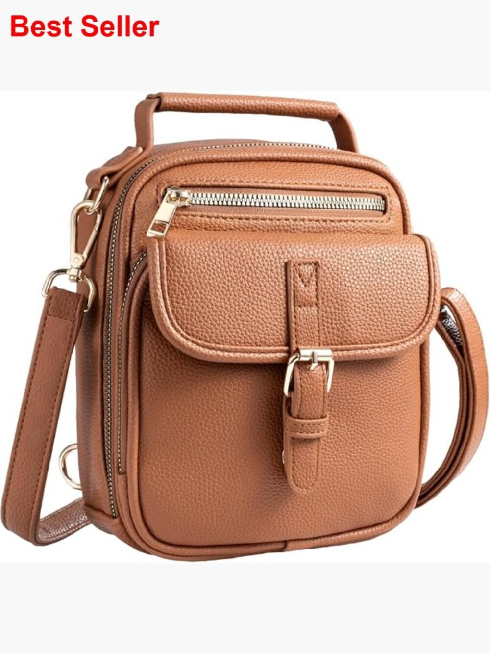 Vegan Leather Crossbody Bag with 2 Straps Anti Theft Zipper RFID